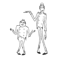 coloring page: Zombies in the form of attendants from the cartoon Monsters on vacation