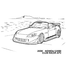 kleurplaat: 2008 Honda S2000 Kleuren door AP2 Club Rider