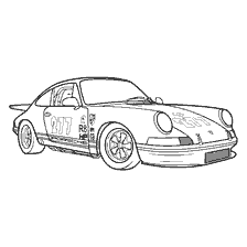 kleurplaat: Kleurstelling van de auto Porsche