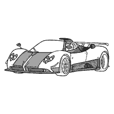 kleurplaat: Tekening van een open-top sportwagen