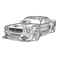 kleurplaat: Kleuren van een Mustang sportwagen