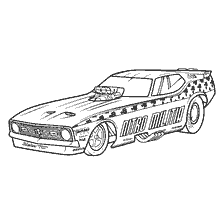 kleurplaat: Een sportwagen met de inscriptie Nitro Militia