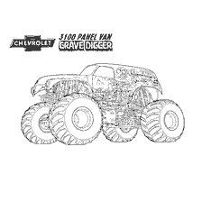 kleurplaat: Kleuren van SUV Chevrolet Grave Digger