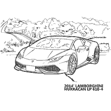 kleurplaat: Lamborghini Huracan voor kleuren