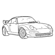 kleurplaat: Tekening van een Porsche auto voor kinderen