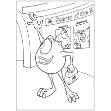 coloring page: Picture for coloring with Mike Wazowski from the cartoon Monsters Corporation