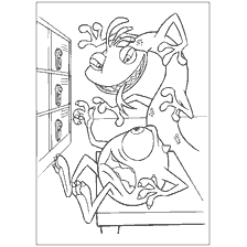 coloring page: Coloring with Randle and Mike from the cartoon Monsters Corporation
