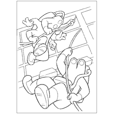 coloring page: Monsters from the Monsters Corporation - The danger of infection!