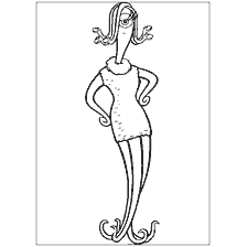 coloring page: Drawing of a secretary from the cartoon Monsters Corporation