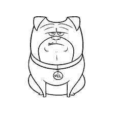 coloring page: Coloring pug Mel from the cartoon The Secret Life of Pets