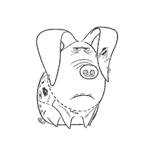 coloring page: Pig Tattoo with tattoos and expressive face