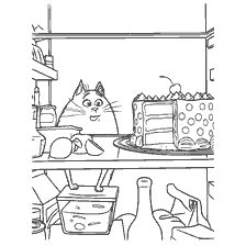 coloring page: Coloring Chloe from the Secret Life of Pets with Cake