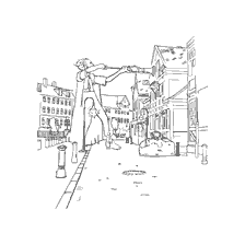 coloriage: Couleur avec l'image du Géant dans la ville