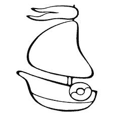 página para colorear: Barco de color blanco y negro con vela