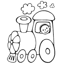 página para colorear: Motor de color con un niño sonriente