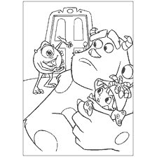 coloring page: Monsters Corporation with characters Mike and Sally
