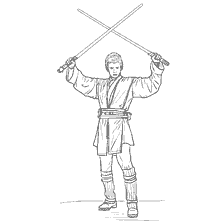 pagina da colorare: Anakin Skywalker da Star Wars con due lightabers