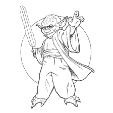 pagina da colorare: Maestro Yoda con spada in mano