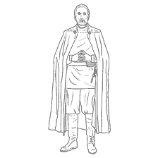 pagina da colorare: Conte Dooku in un mantello di Star Wars.