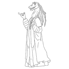 pagina da colorare: Contour Coloring of Jar Binks from Star Wars: Episodio II