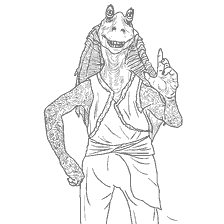 pagina da colorare: Jar Binks in Star Wars: episodio II