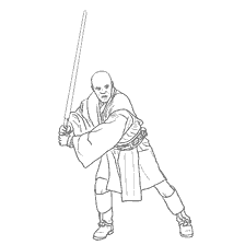 pagina da colorare: Mazzo in pelle Windu da lightsaber in posizione di attacco