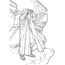 pagina da colorare: Anakin Skywalker da Star Wars guardando attraverso i binocoli