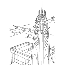 pagina da colorare: Disegno del tempio Jedi da guerre stellari