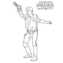 coloring page: Han Solo with a Star Wars blaster: Episode IV