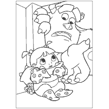 coloring page: Monsters Corporation Characters: Mickey and the Little Girl