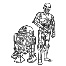coloring page: Coloring droids R2-D2 and C-3PO from Star Wars