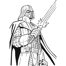 coloring page: Darth Vader from Star Wars with a Sword
