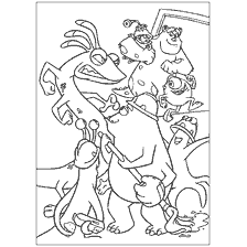 coloring page: Monsters Corporation with characters from the film