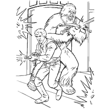 coloriage: Dessin de Han Solo et Chewbaki de Star Wars : &eacute;pisode VI