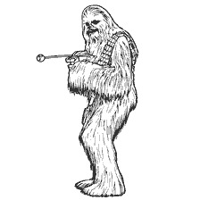 coloriage: Chewbaka avec blaster en main