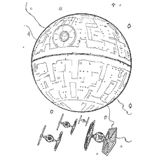 coloriage: Death Star et Imperial TIE Fighters from Star Wars