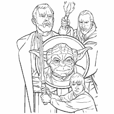 coloriage: Les sc&egrave;nes de coloriage de Star Wars: Episode VI avec des personnages Jedi