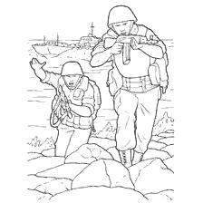 coloring page: Marines on the front lines