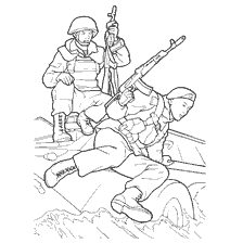 coloring page: Illustration of Marines on the ship