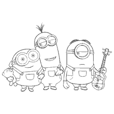 pagina da colorare: Minions di colorazione: Bob, Kevin e Stewart