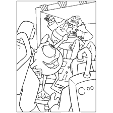 coloring page: Coloring with characters from the Monster Corporation: Mike Wazowski and the Whistleblower