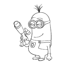 pagina da colorare: Minion Kevin con un telescopio nelle sue mani