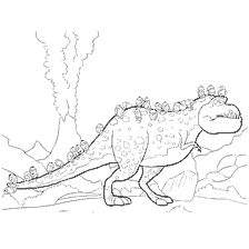 pagina da colorare: Colorare con i minions che siedono su un dinosauro