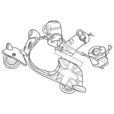 pagina da colorare: Minions da colorare su una moto
