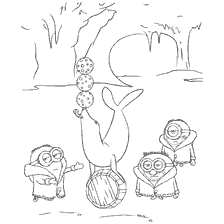 pagina da colorare: Minions guardare squali allegri al Polo Nord