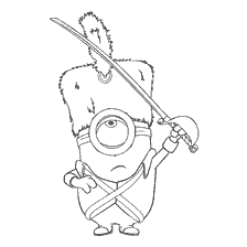 pagina da colorare: Minion in uniforme militare con saber