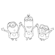 pagina da colorare: Minioni colorati di Stewart, Kevin e Bob Holding Hands