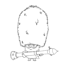 pagina da colorare: Colorante Minion Guardsman con grandi orecchie e un cappello soffice