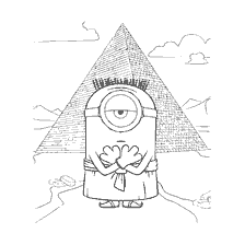 pagina da colorare: Minion in stile egiziano alla piramide