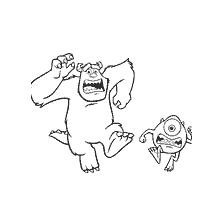 coloring page: Running monsters from the cartoon Monsters Corporation